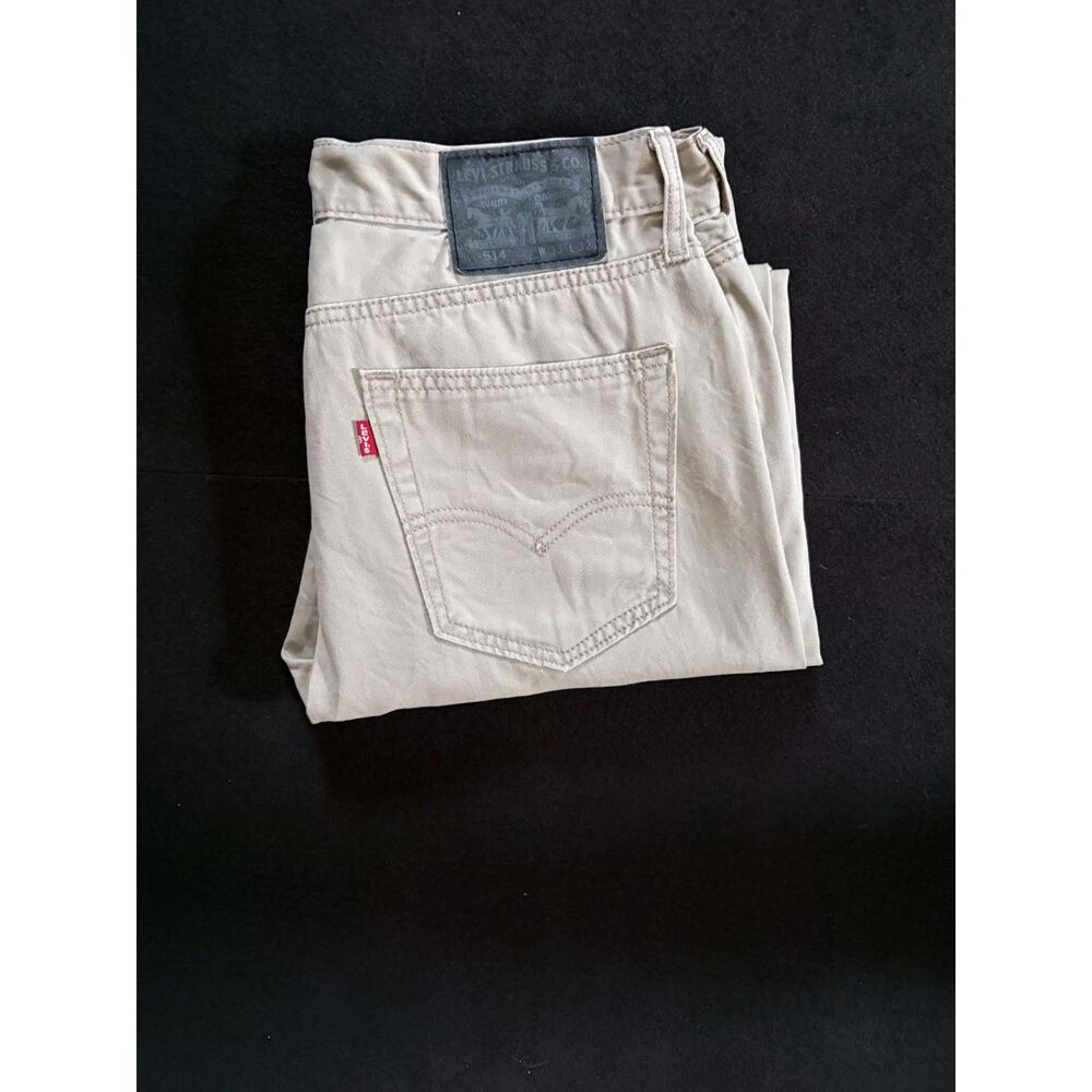 Levi's 514 Straight Fit Pants Mens 33x32 Khaki Beige Water Less Twill Denim